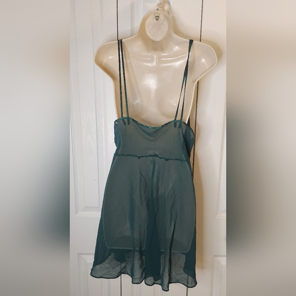 Secret Treasures green nighty chemise lingerie size 1x plus size sheer bow slip - Picture 3 of 5